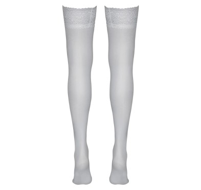 Cottelli LEGWEAR - Białe Klasyczne Pończochy Z Koronką XS